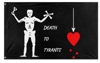 A mockup of the custom flag 'Bart Robert's Death flag' on a white background