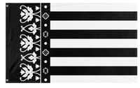 A mockup of the custom flag 'senyera reial bn flag' on a white background
