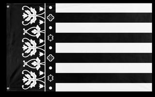 A mockup of the custom flag 'senyera reial bn flag' on a white background