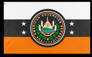 A mockup of the custom flag 'American Sovereign Republic flag' on a white background