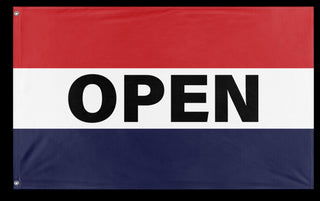 A mockup of the custom flag 'Open Flag' on a white background