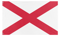 A mockup of the custom flag 'Racing White with Red Cross Flag' on a white background