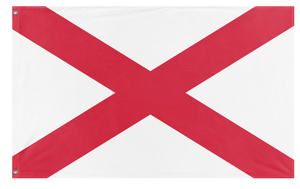 A mockup of the custom flag 'Racing White with Red Cross Flag' on a white background