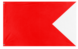 A mockup of the custom flag 'Bravo Signal Flag' on a white background