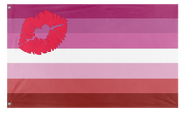 A mockup of the custom flag 'Lesbian Lipstick Flag' on a white background