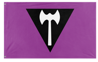 A mockup of the custom flag 'Labrys Flag' on a white background