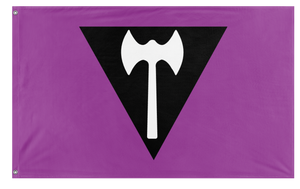 A mockup of the custom flag 'Labrys Flag' on a white background