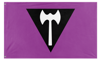 A mockup of the custom flag 'Labrys Flag' on a white background