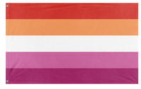A mockup of the custom flag 'Orange Lesbian Flag' on a white background