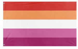 A mockup of the custom flag 'Orange Lesbian Flag' on a white background