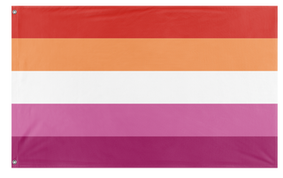 A mockup of the custom flag 'Orange Lesbian Flag' on a white background