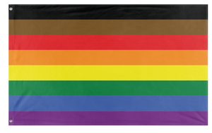 A mockup of the custom flag 'Philadelphia Pride Flag' on a white background