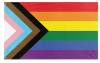 A mockup of the custom flag 'Progress Flag' on a white background