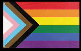 A mockup of the custom flag 'Progress Flag' on a white background