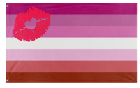 A mockup of the custom flag 'Lipstick Lesbian Flag' on a white background