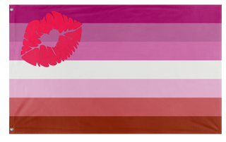 A mockup of the custom flag 'Lipstick Lesbian Flag' on a white background