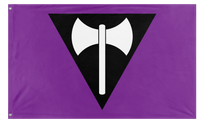 A mockup of the custom flag 'Labrys Lesbian Pride Flag' on a white background