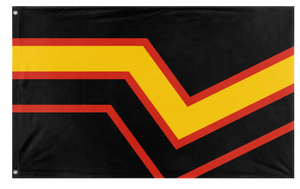 A mockup of the custom flag 'Rubber Pride Flag' on a white background