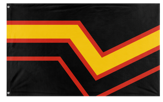 A mockup of the custom flag 'Rubber Pride Flag' on a white background