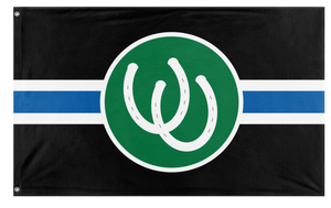 A mockup of the custom flag 'Pony Flag' on a white background