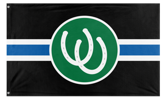 A mockup of the custom flag 'Pony Flag' on a white background