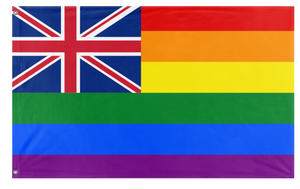 A mockup of the custom flag 'British Colonial Pride Flag' on a white background