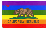 A mockup of the custom flag 'California Pride Flag' on a white background