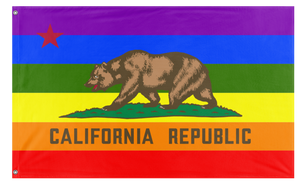 A mockup of the custom flag 'California Pride Flag' on a white background