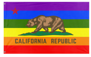 A mockup of the custom flag 'California Pride Flag' on a white background