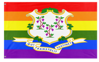 A mockup of the custom flag 'Connecticut Pride Flag' on a white background