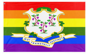 A mockup of the custom flag 'Connecticut Pride Flag' on a white background