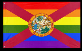 A mockup of the custom flag 'Florida Pride Flag' on a white background