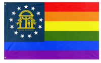 A mockup of the custom flag 'Georgia Pride Flag' on a white background