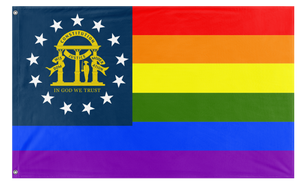 A mockup of the custom flag 'Georgia Pride Flag' on a white background