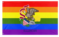 A mockup of the custom flag 'Illinois Pride Flag' on a white background