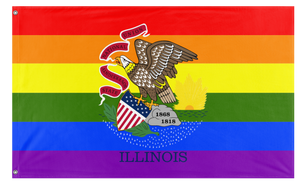 A mockup of the custom flag 'Illinois Pride Flag' on a white background