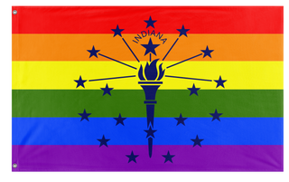 A mockup of the custom flag 'Indiana Pride Flag' on a white background