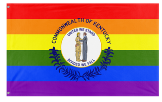 A mockup of the custom flag 'Kentucky Pride Flag' on a white background