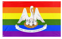 A mockup of the custom flag 'Louisiana Pride Flag' on a white background