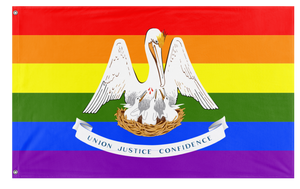 A mockup of the custom flag 'Louisiana Pride Flag' on a white background