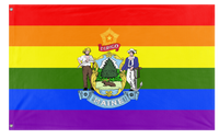 A mockup of the custom flag 'Maine Pride Flag' on a white background