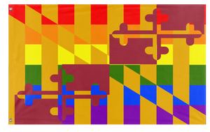 A mockup of the custom flag 'Maryland Pride Flag' on a white background