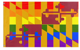 A mockup of the custom flag 'Maryland Pride Flag' on a white background