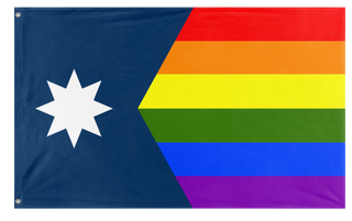 A mockup of the custom flag 'Minnesota Pride Flag' on a white background