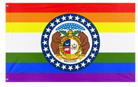 A mockup of the custom flag 'Missouri Pride Flag' on a white background