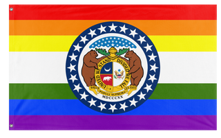A mockup of the custom flag 'Missouri Pride Flag' on a white background