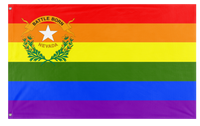 A mockup of the custom flag 'Nevada Pride Flag' on a white background