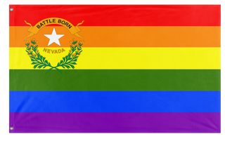 A mockup of the custom flag 'Nevada Pride Flag' on a white background