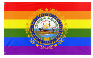 A mockup of the custom flag 'New Hampshire Pride Flag' on a white background