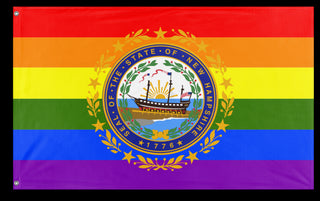 A mockup of the custom flag 'New Hampshire Pride Flag' on a white background